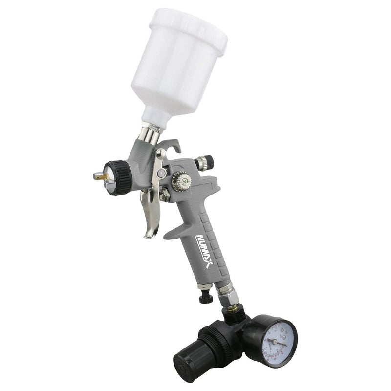 NuMax SPS08 Pneumatic 0.8 mm Tip Mini HVLP Gravity Feed Spray Gun with 125 cc Plastic Cup - Image 1
